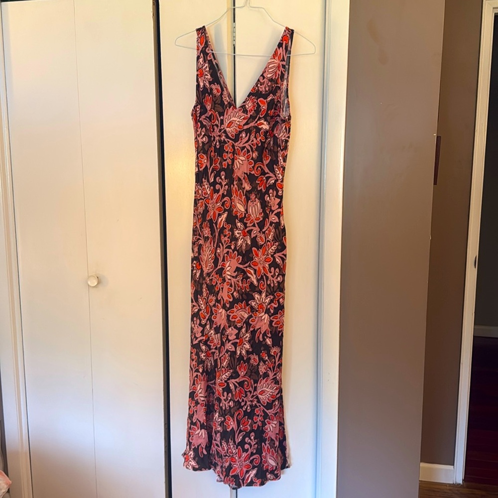 LOFT Floral Pink and Brown Dress